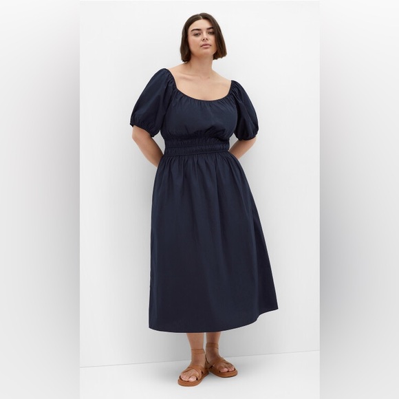 City Chic Dresses & Skirts - Plus size 16 - navy blue 100% cotton a-line milk maid Peasant Maxi dress